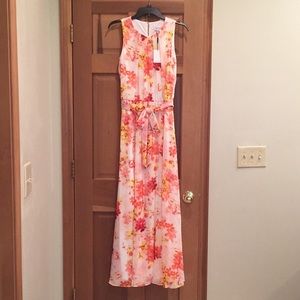 Calvin Klein chiffon floral maxi dress Sz 6 NEW